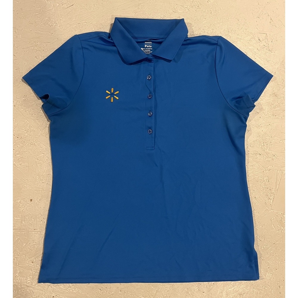 Walmart Polo Shirt Womens Large L  Blue Short Sleeve Employee‎ Uniform Workwear